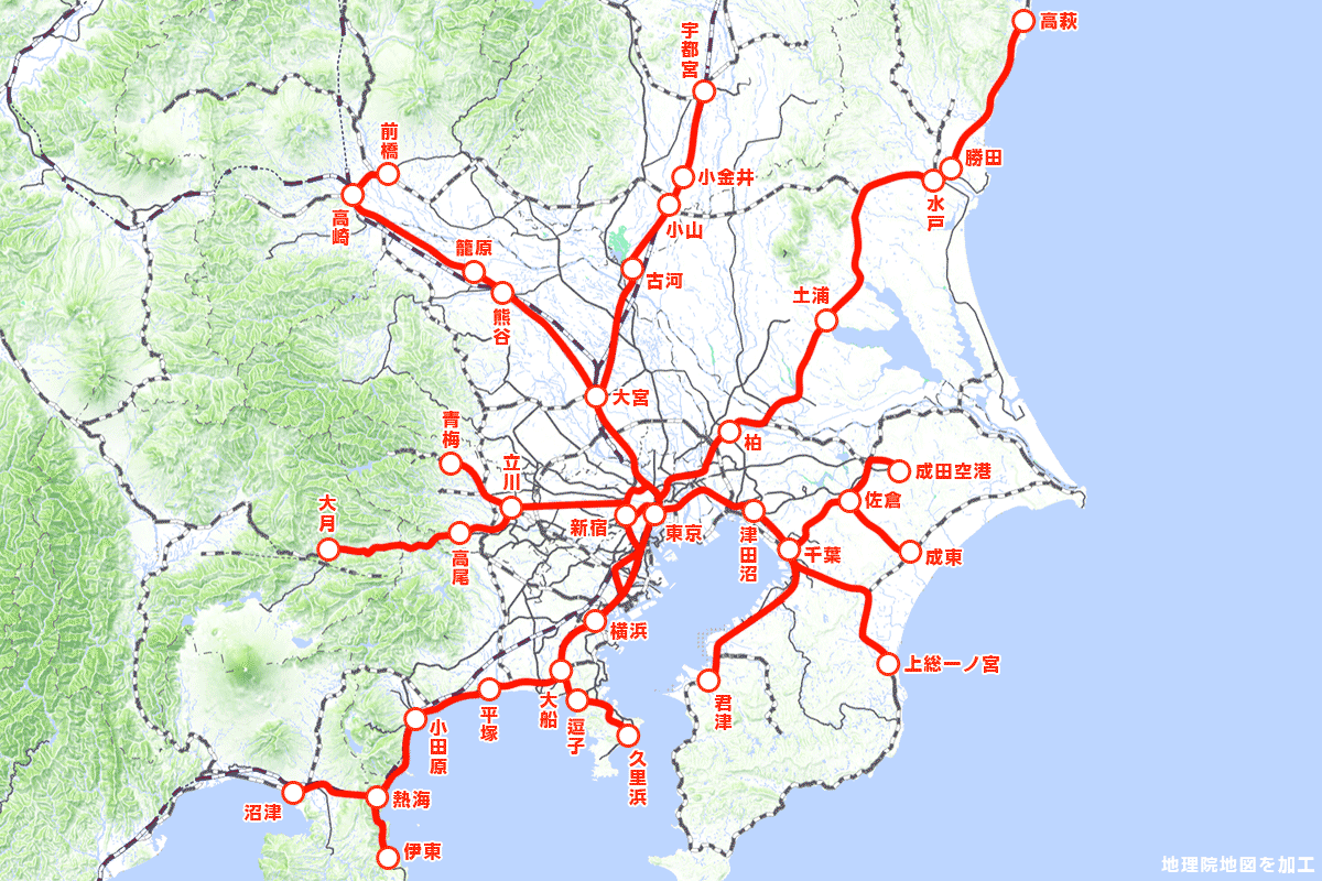 普通や快速にグリーン車が連結されている区間