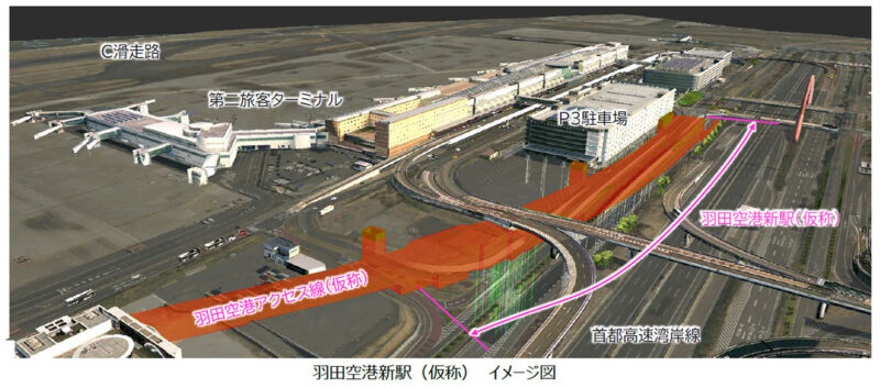 JR羽田空港アクセス線（仮称）羽田空港駅の場所（画像：JR東日本）