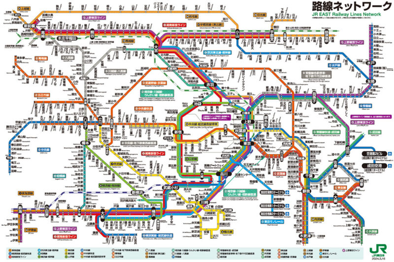 首都圏のJR東日本路線図（JR東日本ウェブサイトより引用）